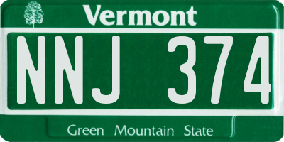 VT license plate NNJ374