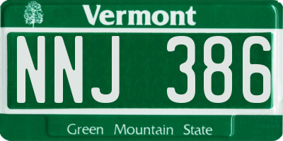 VT license plate NNJ386