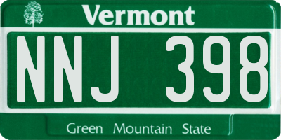 VT license plate NNJ398