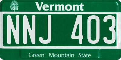 VT license plate NNJ403
