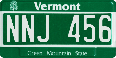 VT license plate NNJ456