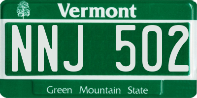 VT license plate NNJ502