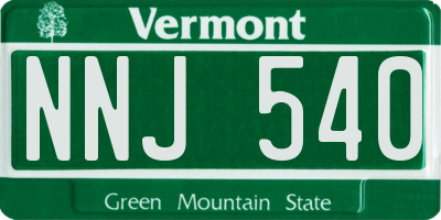 VT license plate NNJ540