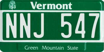 VT license plate NNJ547