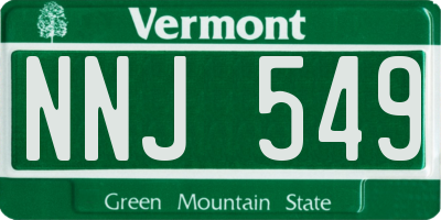 VT license plate NNJ549