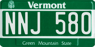 VT license plate NNJ580