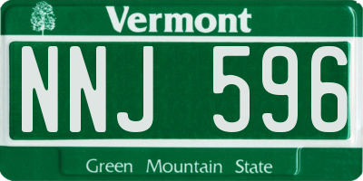 VT license plate NNJ596