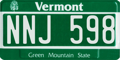 VT license plate NNJ598
