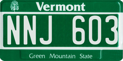 VT license plate NNJ603
