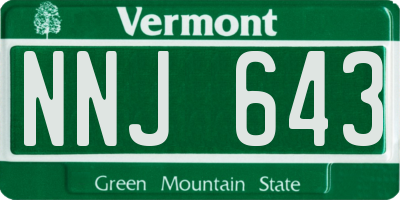 VT license plate NNJ643