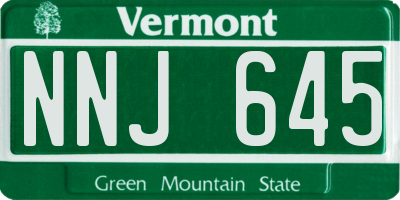 VT license plate NNJ645