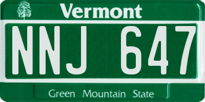 VT license plate NNJ647