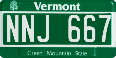 VT license plate NNJ667