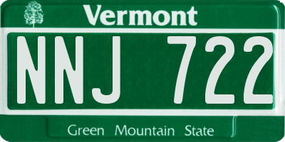 VT license plate NNJ722