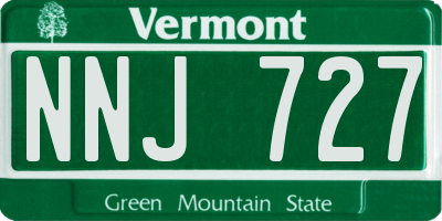 VT license plate NNJ727