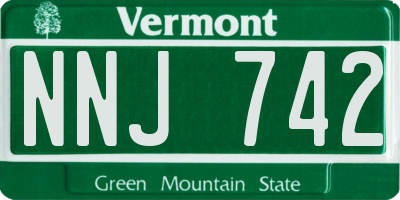 VT license plate NNJ742