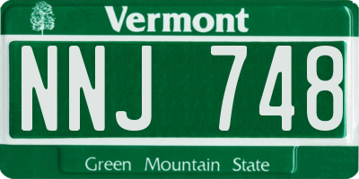 VT license plate NNJ748