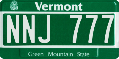 VT license plate NNJ777