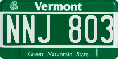 VT license plate NNJ803