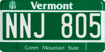 VT license plate NNJ805