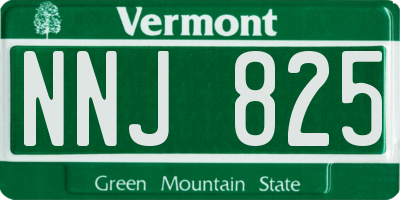 VT license plate NNJ825