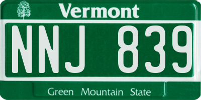 VT license plate NNJ839