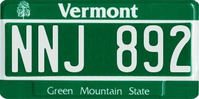 VT license plate NNJ892