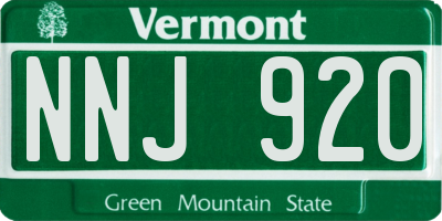 VT license plate NNJ920