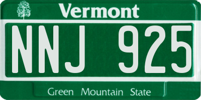 VT license plate NNJ925