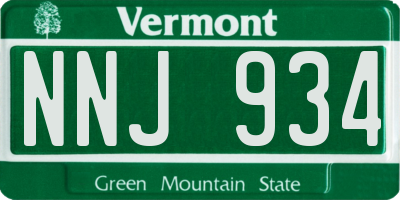 VT license plate NNJ934