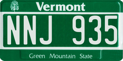 VT license plate NNJ935