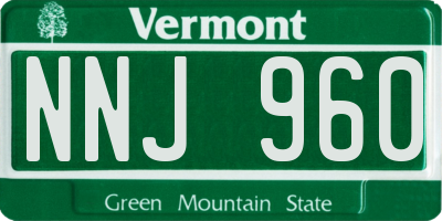 VT license plate NNJ960