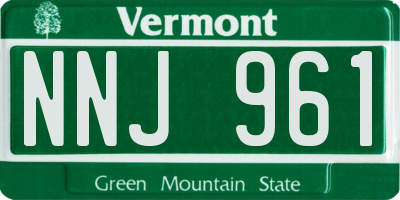 VT license plate NNJ961