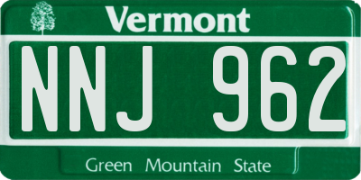 VT license plate NNJ962