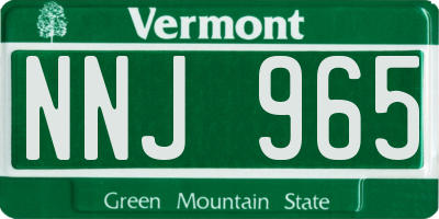 VT license plate NNJ965
