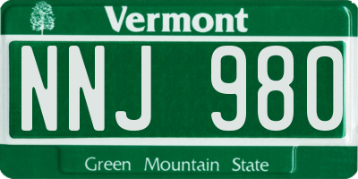 VT license plate NNJ980