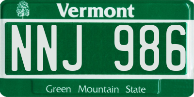 VT license plate NNJ986