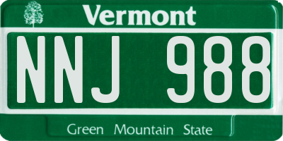 VT license plate NNJ988