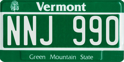 VT license plate NNJ990
