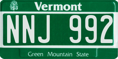 VT license plate NNJ992
