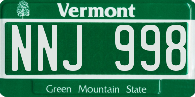 VT license plate NNJ998