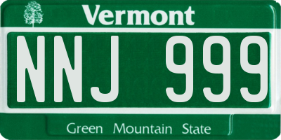 VT license plate NNJ999