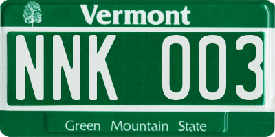 VT license plate NNK003