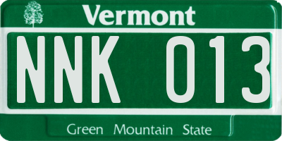 VT license plate NNK013
