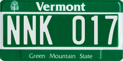 VT license plate NNK017