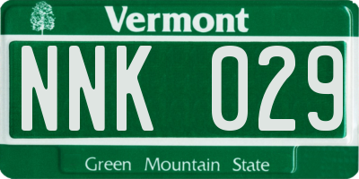 VT license plate NNK029