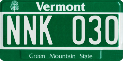 VT license plate NNK030