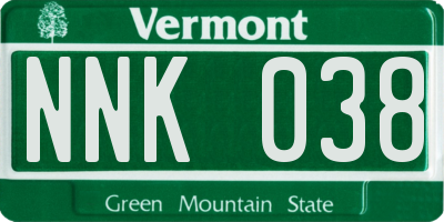 VT license plate NNK038