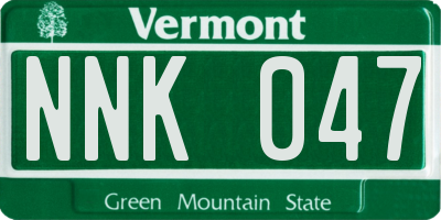 VT license plate NNK047