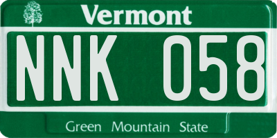 VT license plate NNK058
